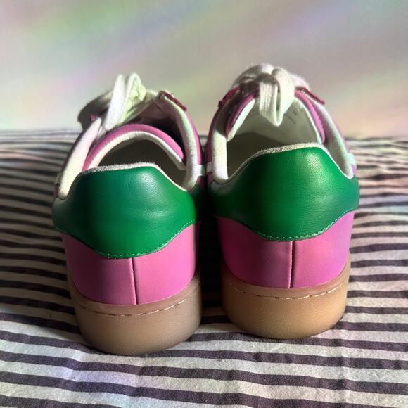 Steve Madden sz 8 Leather Fuchsia & Green Sneaksers - Picture 4 of 7